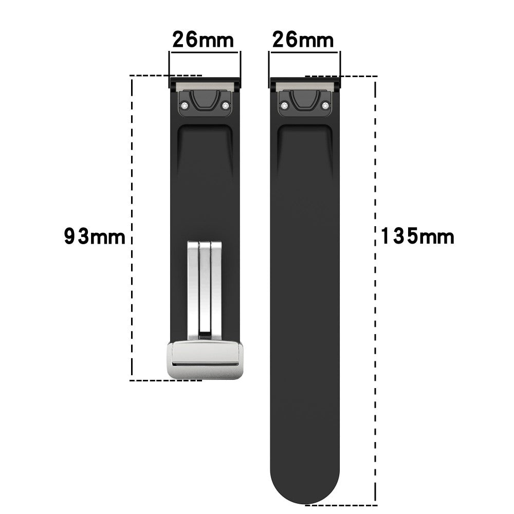 Garmin Fenix 7X / 7X Solar / Tactix 7 Pro Silicone Watch Band 26mm Folding Silver Buckle Watch Strap - Red#serie_7