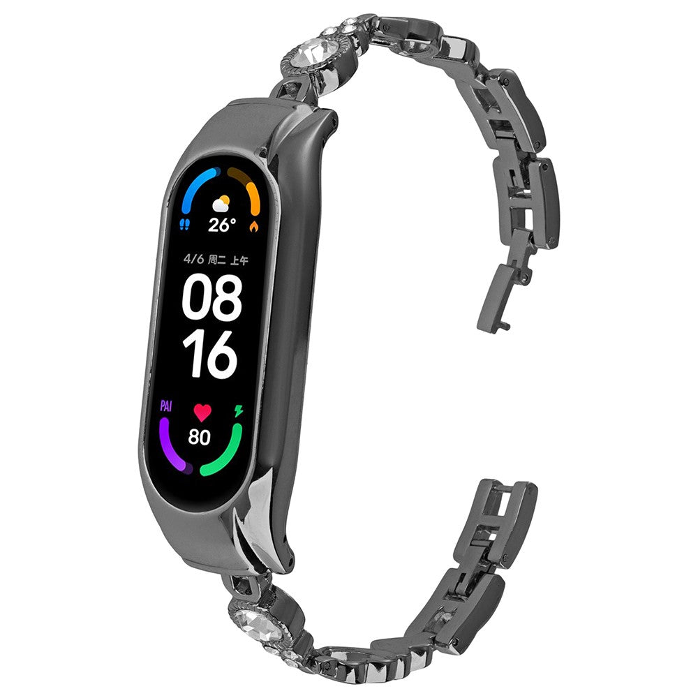 Mega Elegant Rhinsten Rem passer til Xiaomi Mi Band 7 - Sort#serie_1