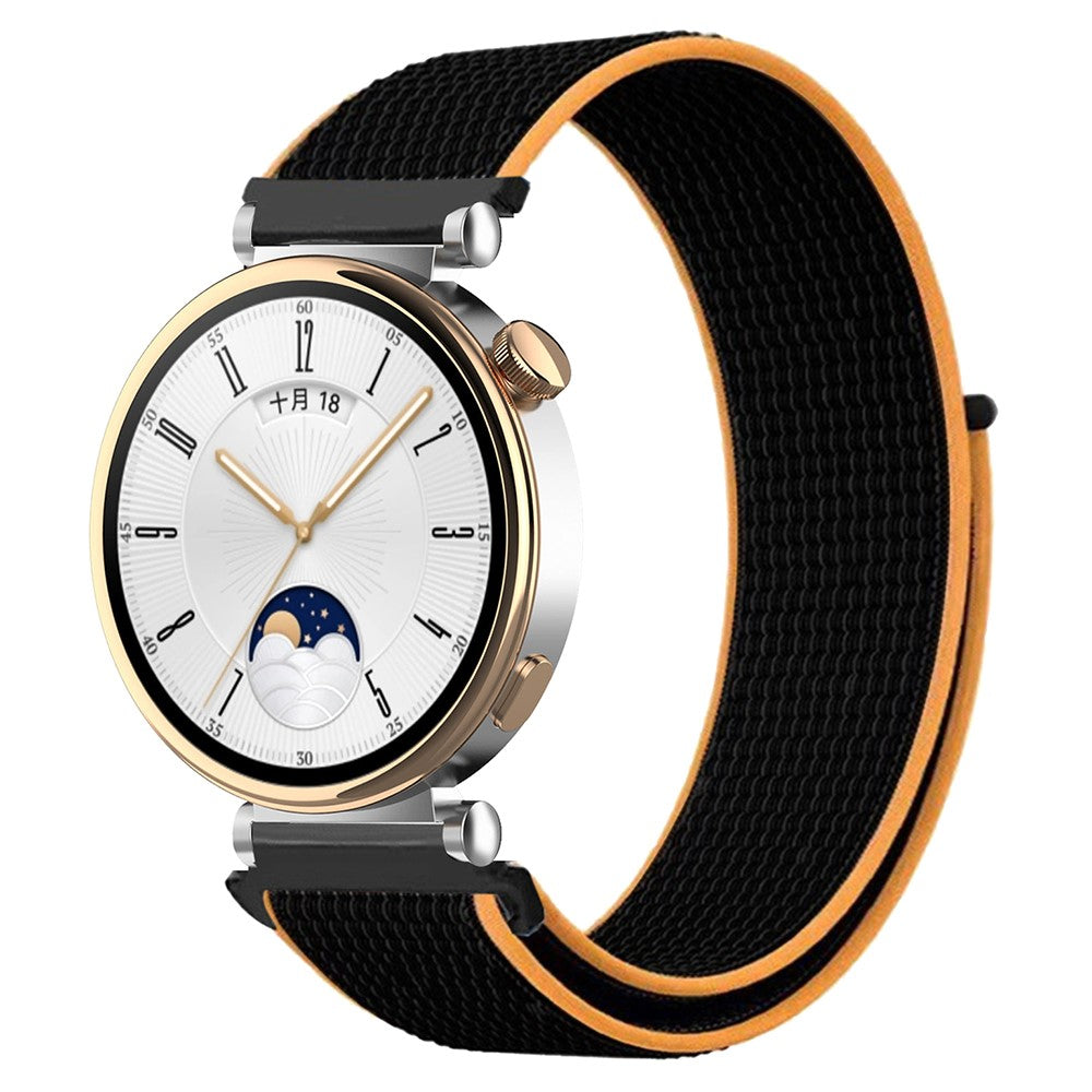 Huawei Watch GT 4 41mm / Garmin Venu 3S Watch Band 18mm Nylon Loop Adjustable Wrist Strap - Black+Orange#serie_24