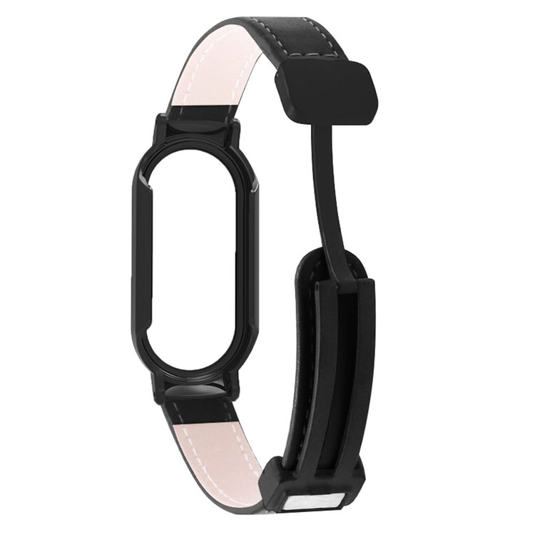 Rigtigt Fantastisk Kunstlæder Rem passer til Xiaomi Smart Band 8 - Sort#serie_1