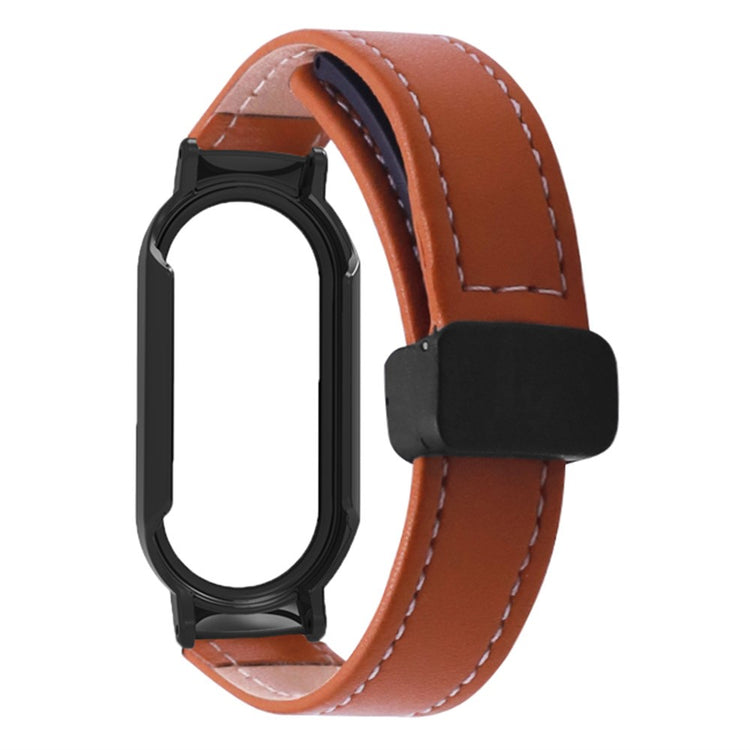 Rigtigt Fantastisk Kunstlæder Rem passer til Xiaomi Smart Band 8 - Brun#serie_3