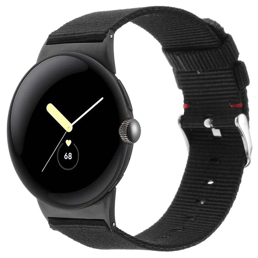 Nylon Universal Rem passer til Google Pixel Watch / Google Pixel Watch 2 - Sort#serie_1