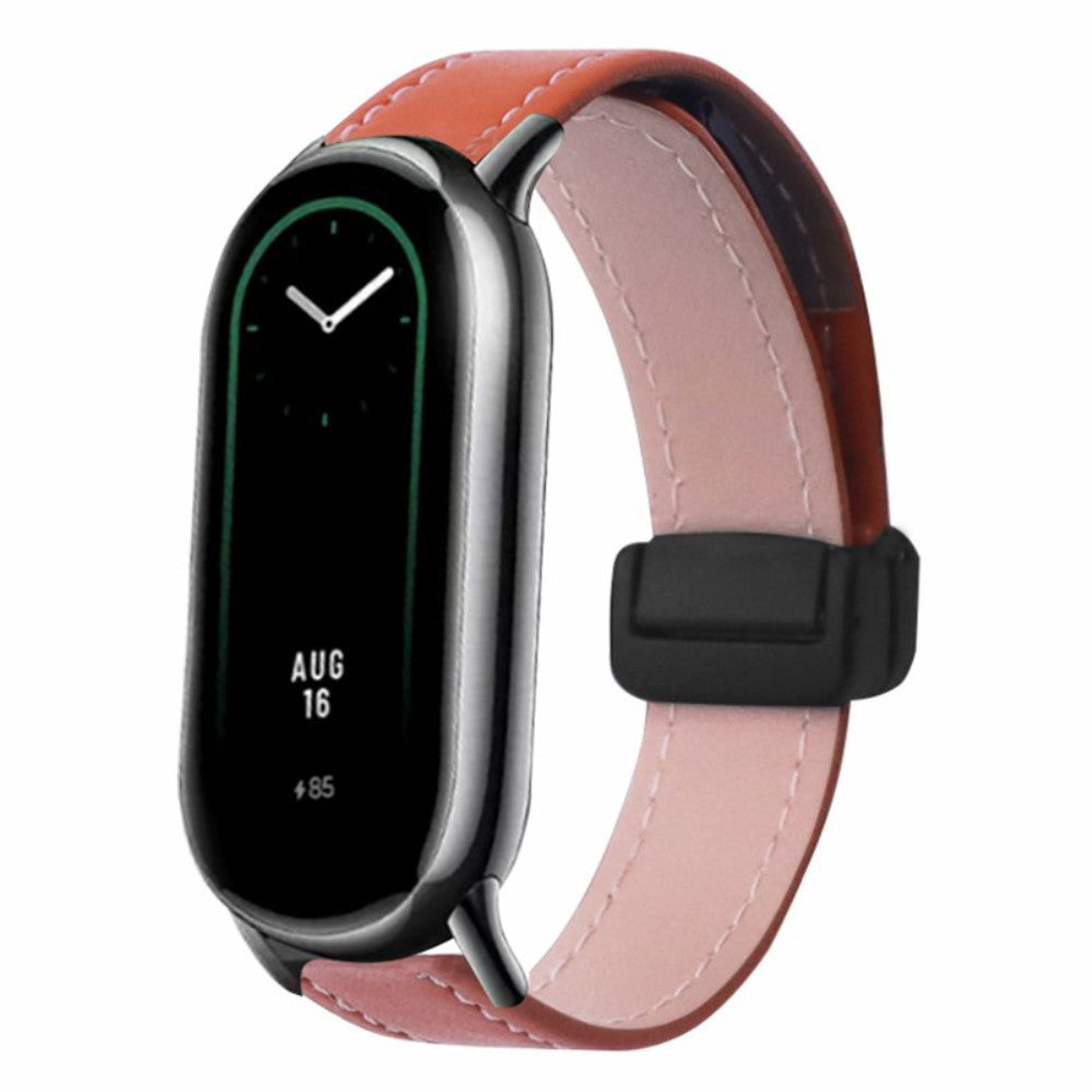 Rigtigt Rart Ægte Læder Rem passer til Xiaomi Smart Band 8 - Brun#serie_3