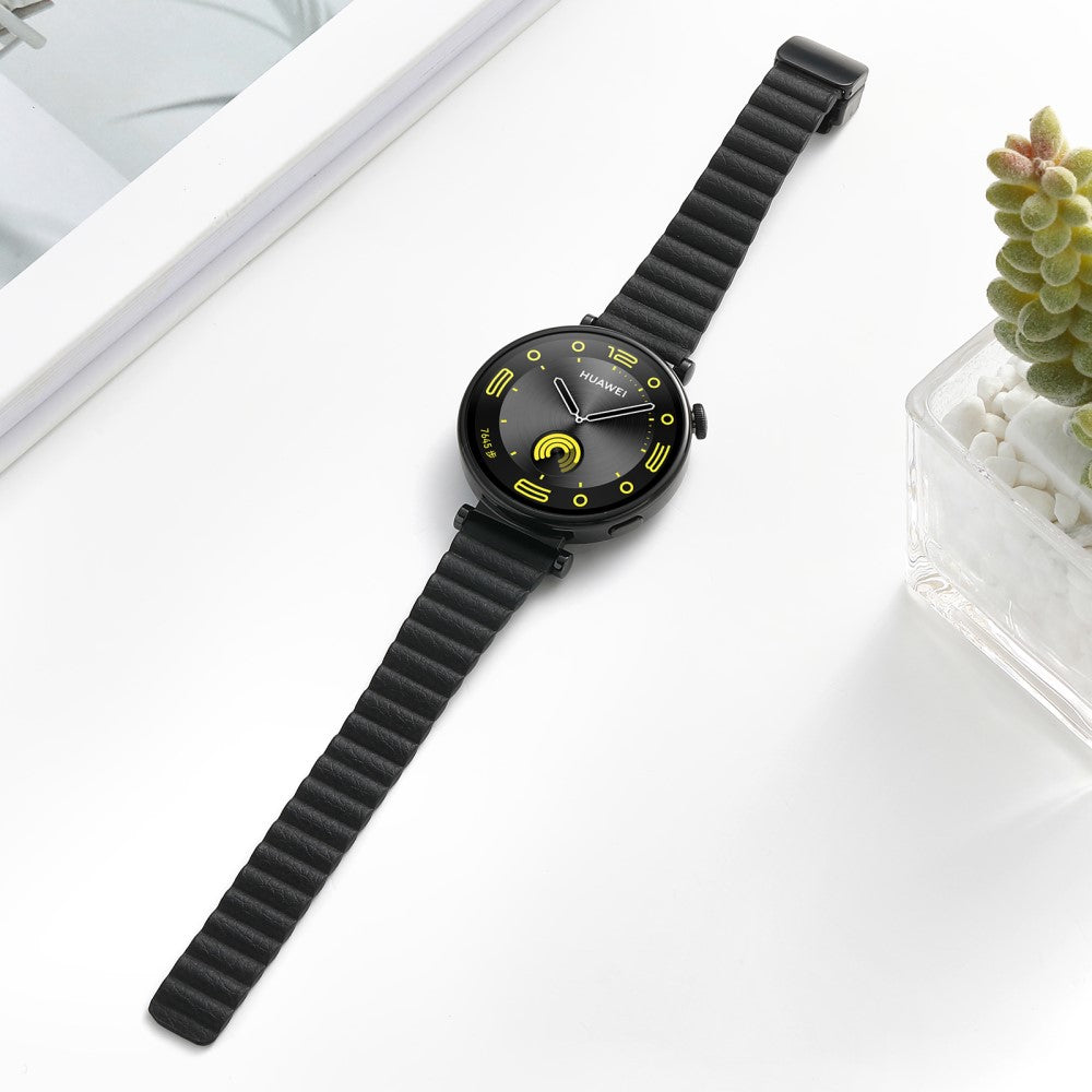 Super Elegant Ægte Læder Universal Rem passer til Smartwatch - Sort#serie_4