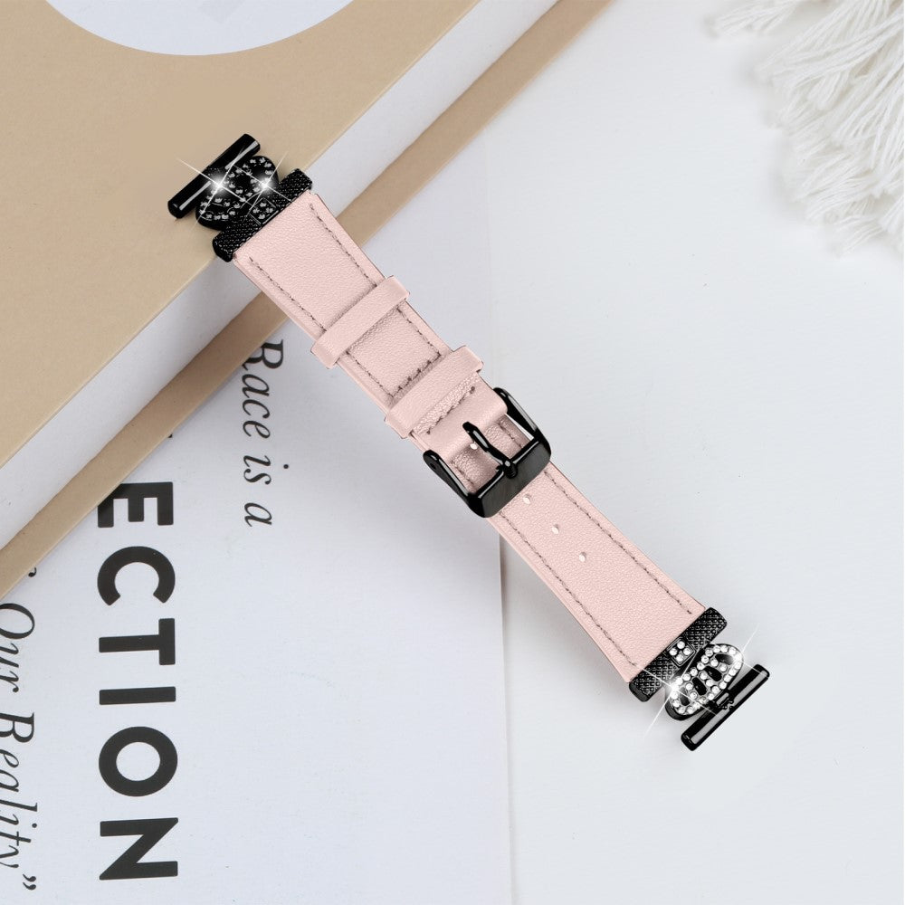 TicWatch E / 2 / C2 Watchband Genuine Cow Leather Strap Rhinestone Crown Decor - Pink#serie_4