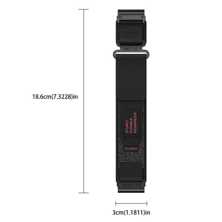 Vildt Hårdfør Nylon Universal Rem passer til Garmin Smartwatch - Sort#serie_1