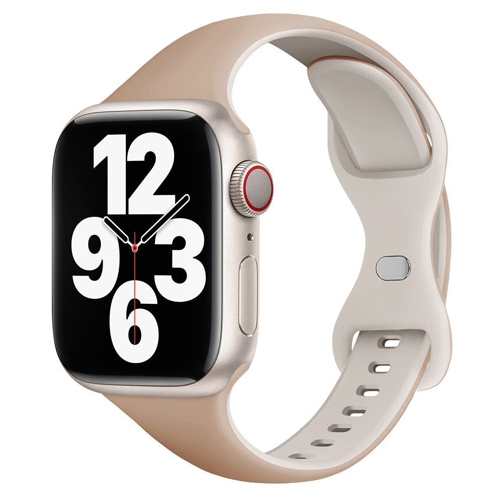 Apple Watch 49mm / 45mm / 44mm / 42mm Silicone Watch Strap - Milk Tea+Rock White#serie_15