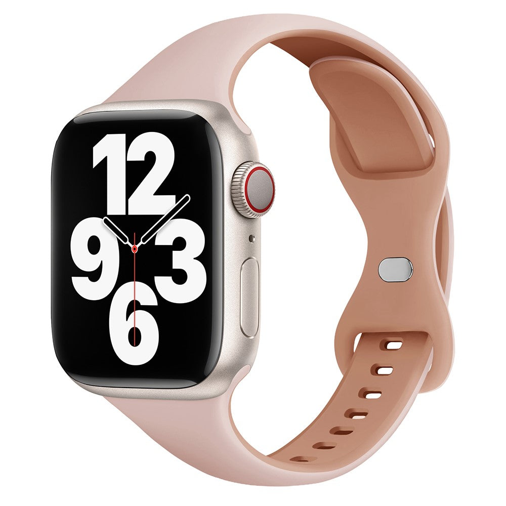 Apple Watch 49mm / 45mm / 44mm / 42mm Silicone Watch Strap - Pink+Rose Grey#serie_17