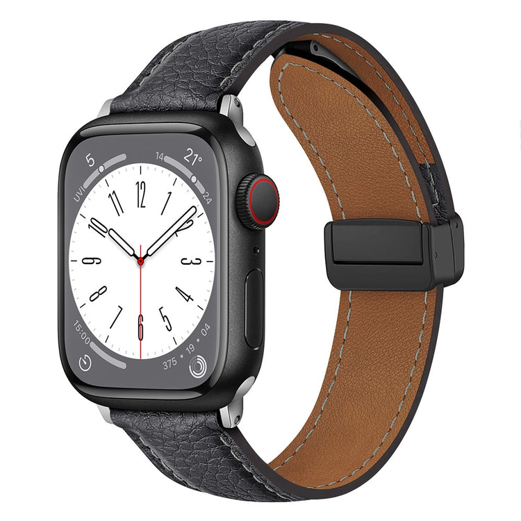 Apple Watch 49mm / 45mm / 44mm / 42mm Litchi Texture Leather Strap - Grey#serie_1