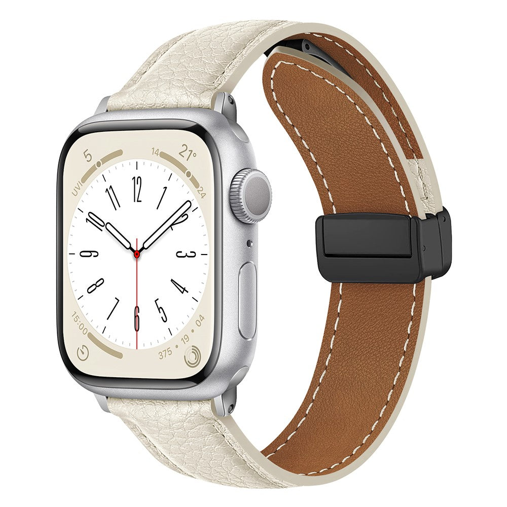 Apple Watch 49mm / 45mm / 44mm / 42mm Litchi Texture Leather Strap - White#serie_2