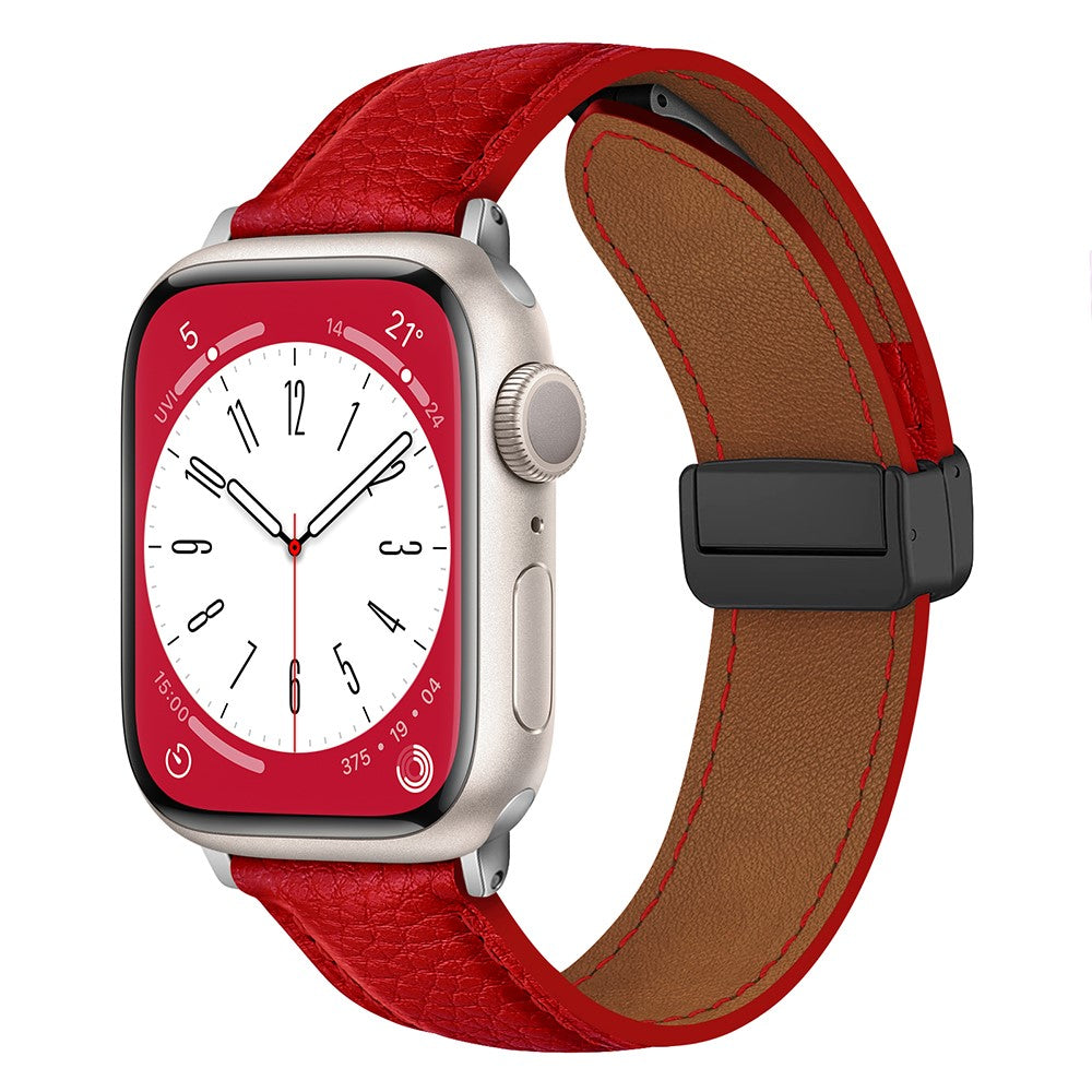 Apple Watch 49mm / 45mm / 44mm / 42mm Litchi Texture Leather Strap - Red#serie_6