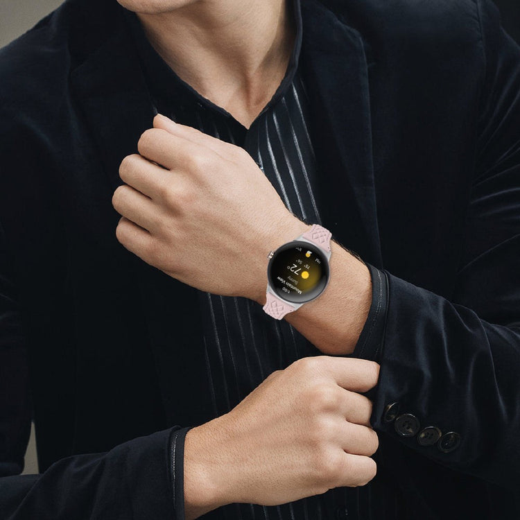 Ægte Læder Universal Rem passer til Google Pixel Watch / Google Pixel Watch 2 - Pink#serie_2