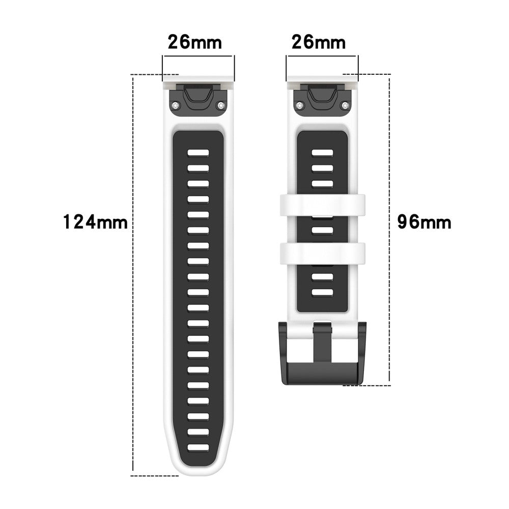 Garmin Fenix 7X / Fenix 7X Pro Watch Band 26mm Waterproof Light Silicone Bracelet - White+Black#serie_1