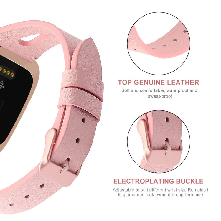 Mega Fashionable Fitbit Versa 3 Genuine Leather Strap - Pink#serie_4