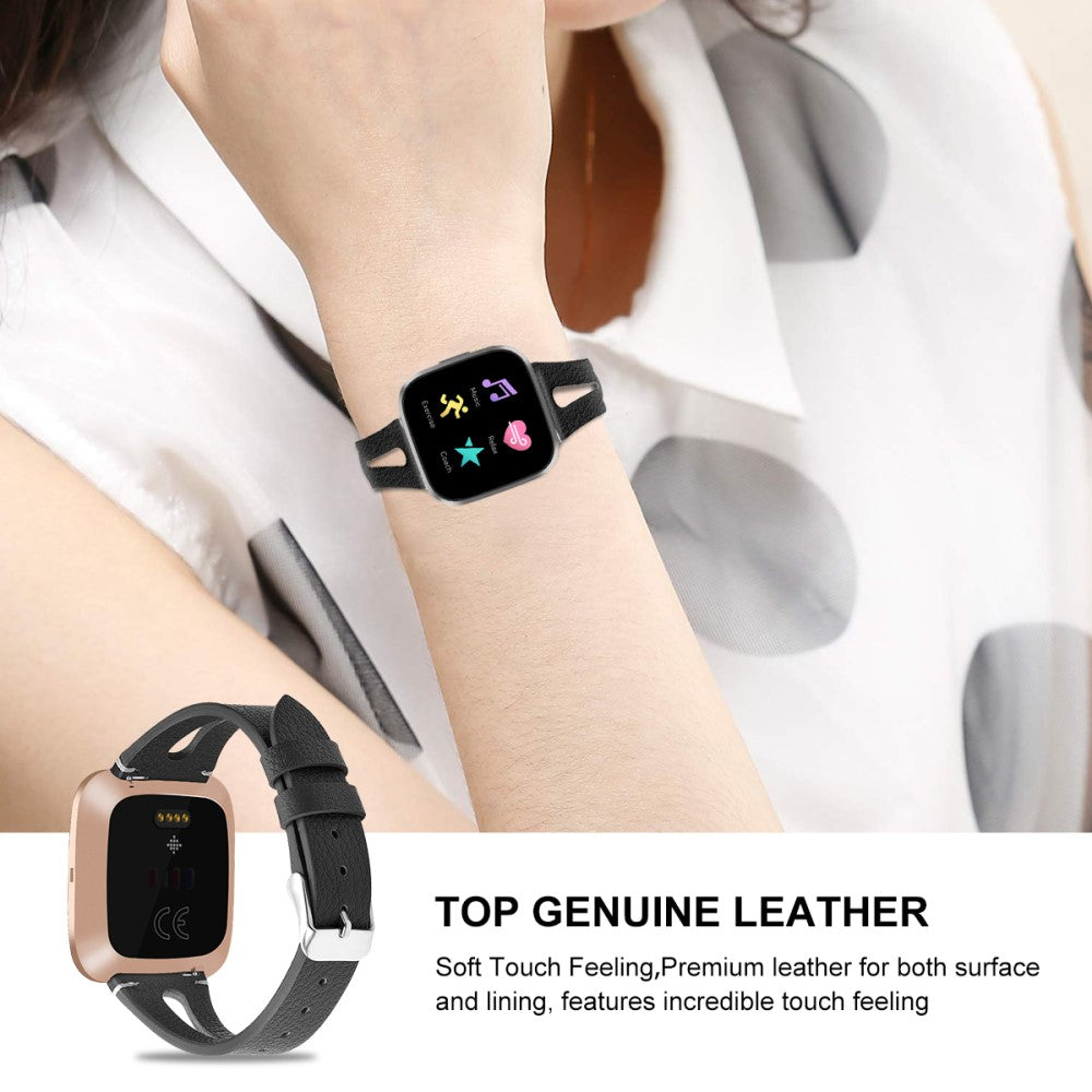 Mega Fashionable Fitbit Versa 3 Genuine Leather Strap - Black#serie_8