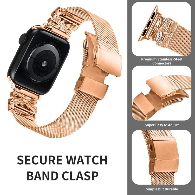 Nice Apple Smartwatch Metal And Rhinestone Universel Strap - Pink#serie_2