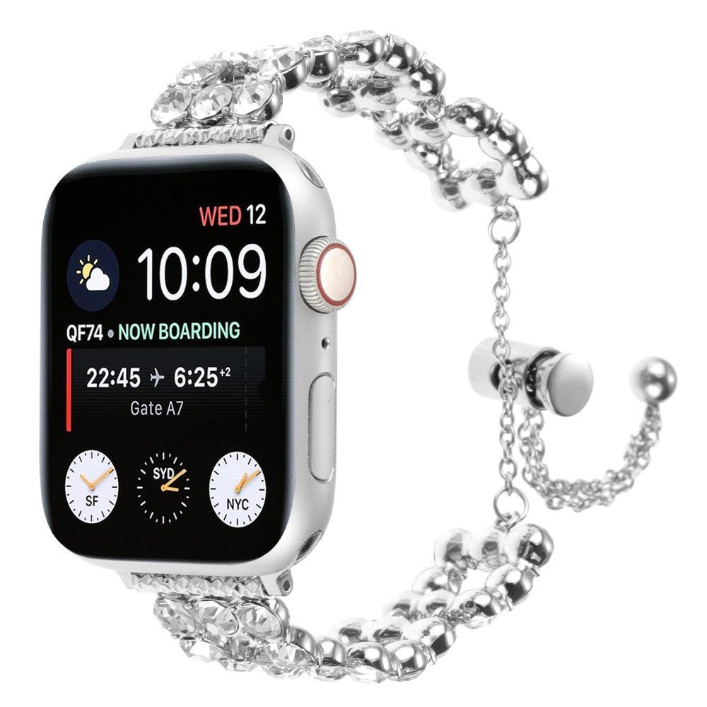 Tough Apple Smartwatch Metal And Rhinestone Universel Strap - Silver#serie_4