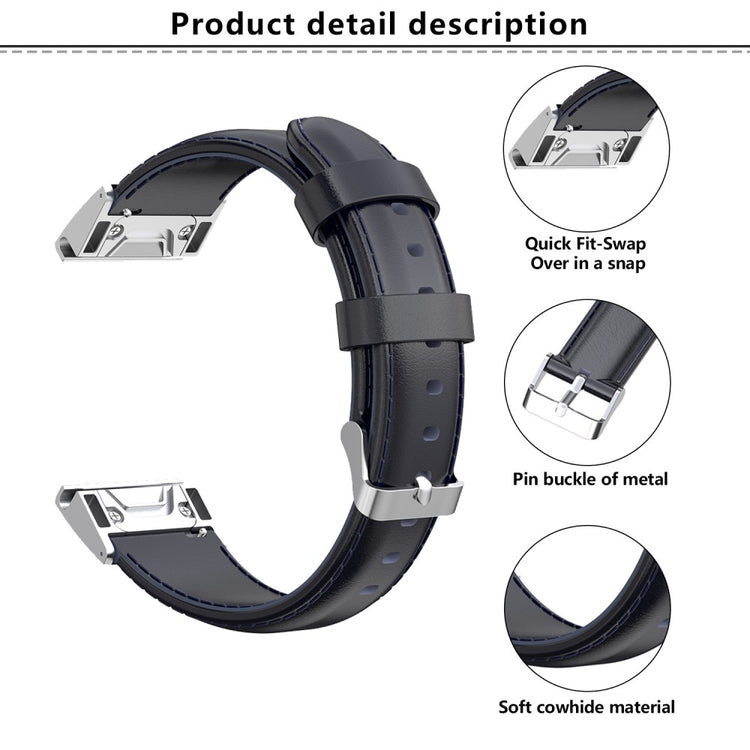 Wonderful Garmin Smartwatch Genuine Leather Universel Strap - Black#serie_3