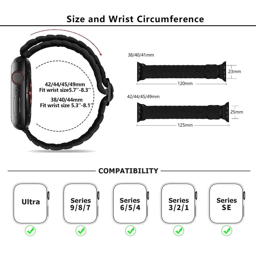 Very Elegant Apple Smartwatch Nylon Universel Strap - Black#serie_1