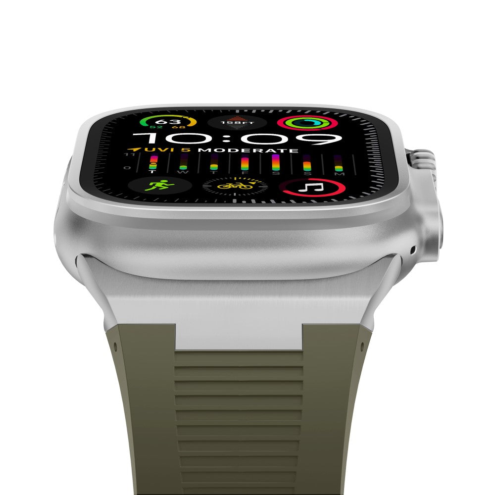 For Apple Watch Ultra 2 Ultra 49mm  /  Series 9 8 7 45mm  /  6 5 4 SE (2022) SE (2023) SE 44mm  /  3 2 1 42mm Watch Bracelet - Silver+Green#serie_14