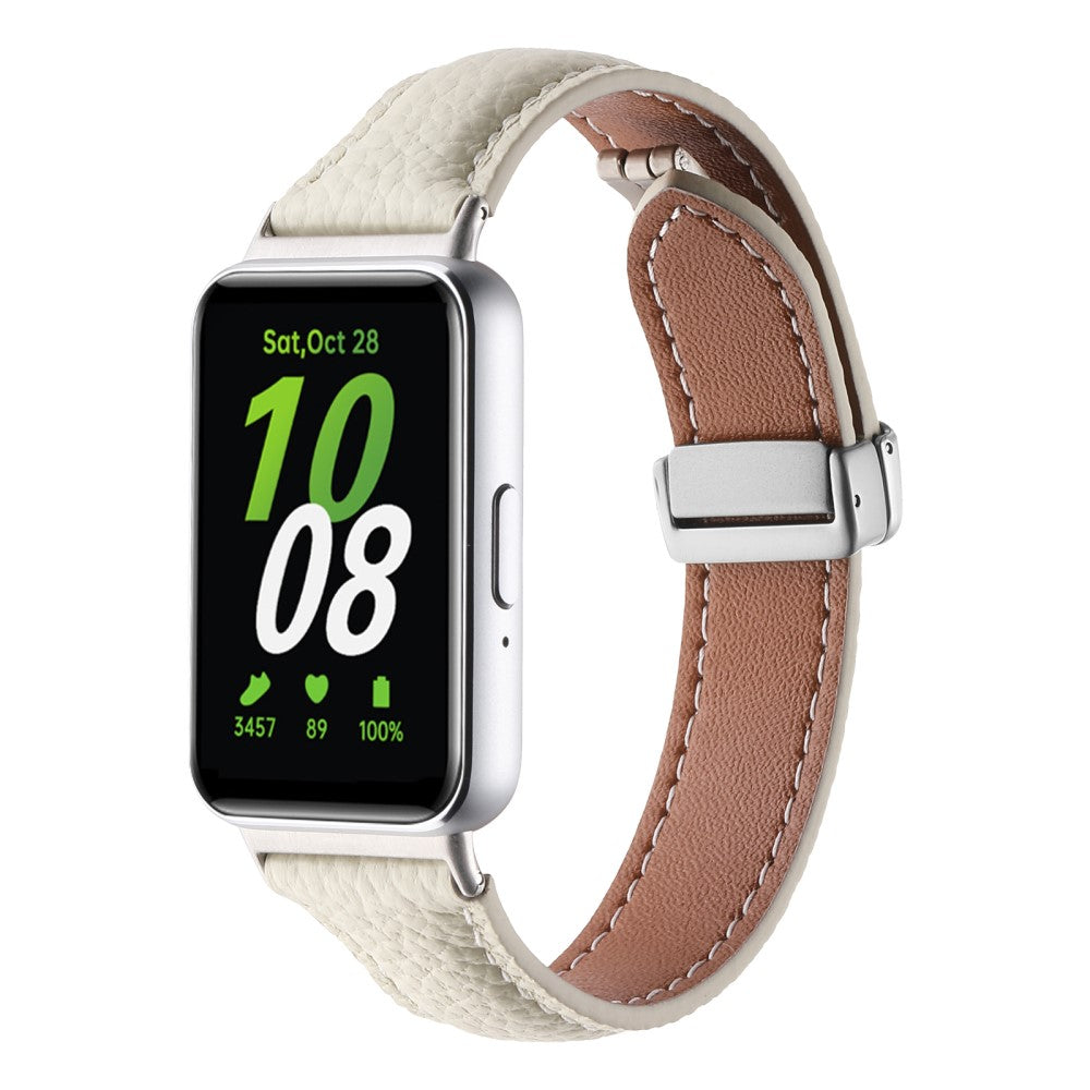 Super Cool Samsung Galaxy Fit 3 Genuine Leather Strap - White#serie_9