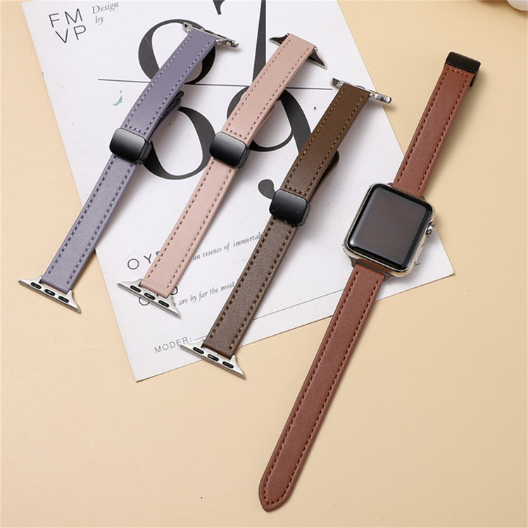 For Apple Watch Series 9 8 7 41mm  /  6 5 4 SE (2023) SE (2022) SE 40mm  /  3 2 1 38mm Watch Band Microfiber Leather Strap - Beige Apricot+Caramel#serie_12