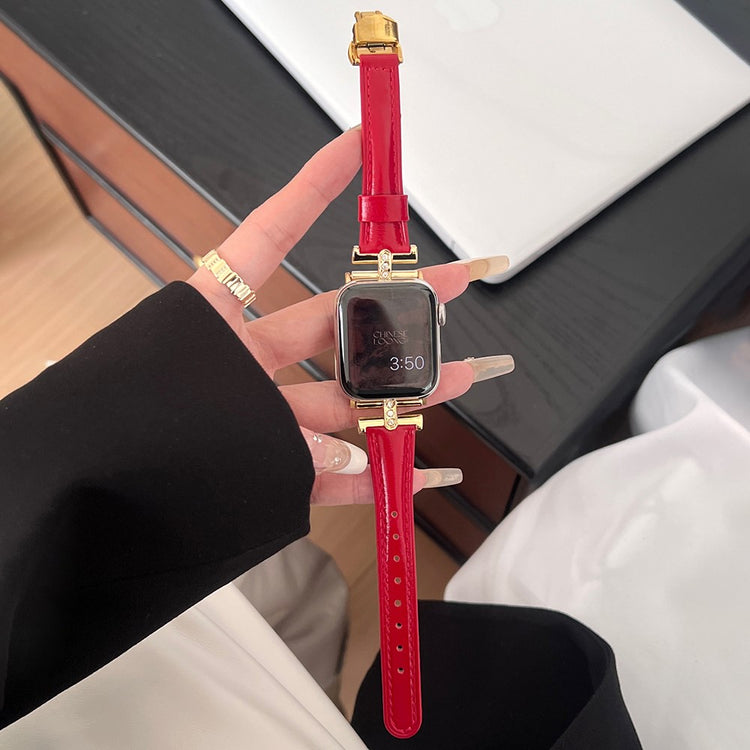 Mega Chill Apple Smartwatch Genuine Leather Universel Strap - Red#serie_5