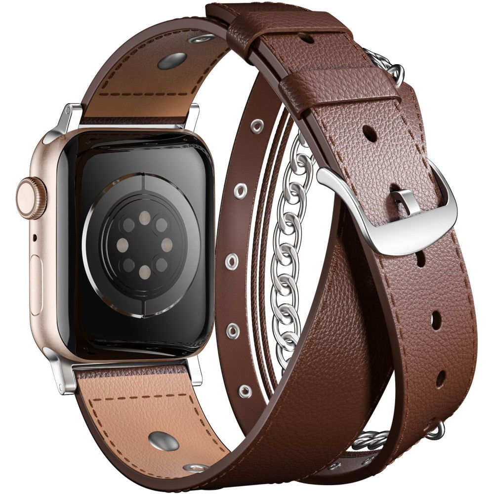 Tough Apple Smartwatch Genuine Leather Universel Strap - Brown#serie_2