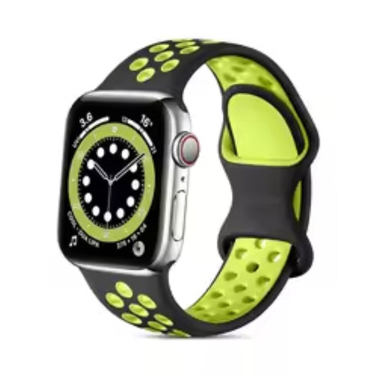 Apple Watch Series 49mm - 45mm - 44mm - 42mm4mm / 3 2 1 42 Silicone Watch Strap - Black+Yellow#serie_5