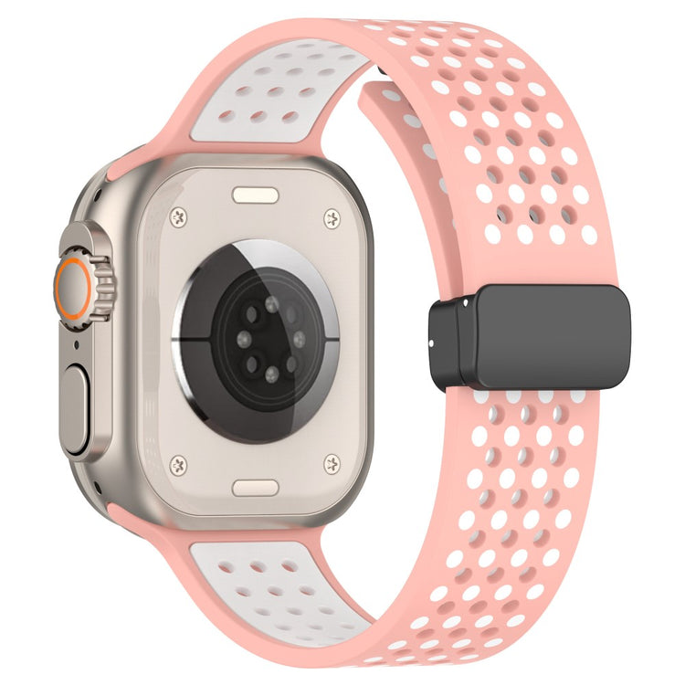 Apple Watch Series 41mm - 40mm - 38mm Silicone Strap Dual-Color Magnetic Watch Band - Pink+White#serie_4