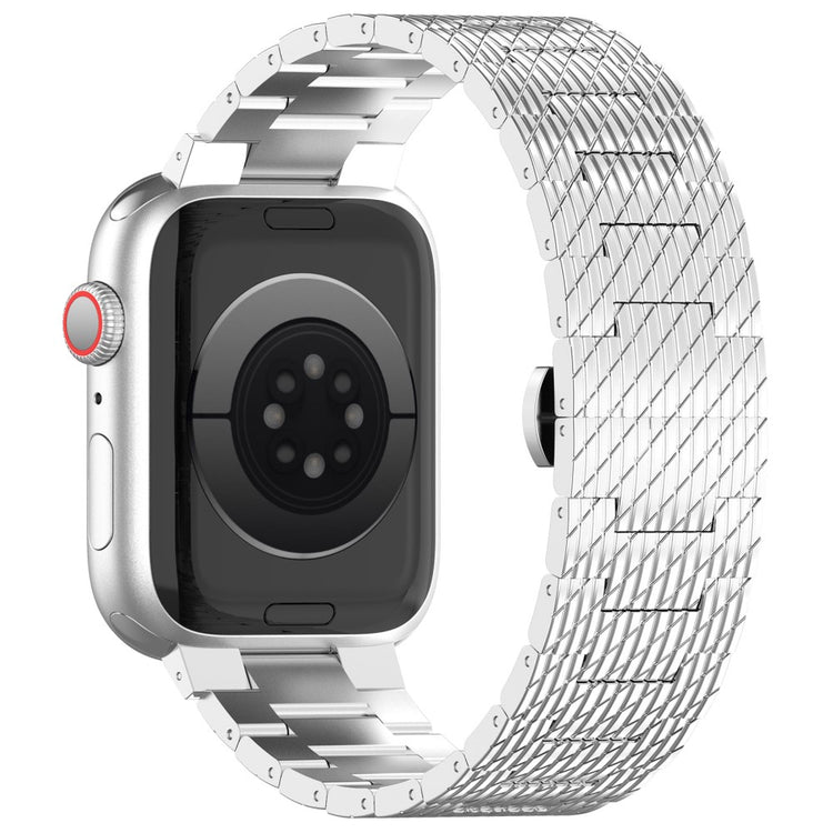 Apple Watch Series 9 8 7 41mm / 6 5 4 SE (2023) SE (2022) SE 40mm / 3 2 1 38mm Strap Texture Stainless Steel Watch band  - Silver#serie_4