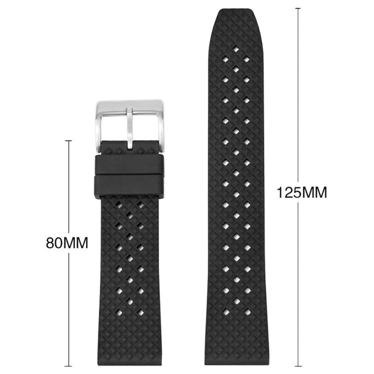 Huawei Watch GT 3 42mm / GT 3 Pro 43mm Watch Strap 20mm Fluorubber Wrist Band - Black+Silver Buckle#serie_1