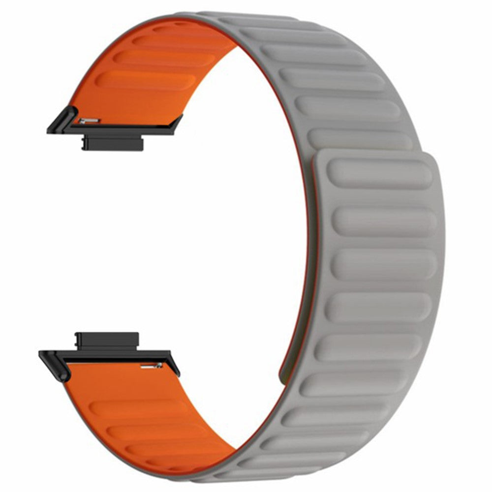 Huawei Watch Fit 3 Watch band Adjustable Magnetic Silicone Wrist Strap - Grey+Orange#serie_5