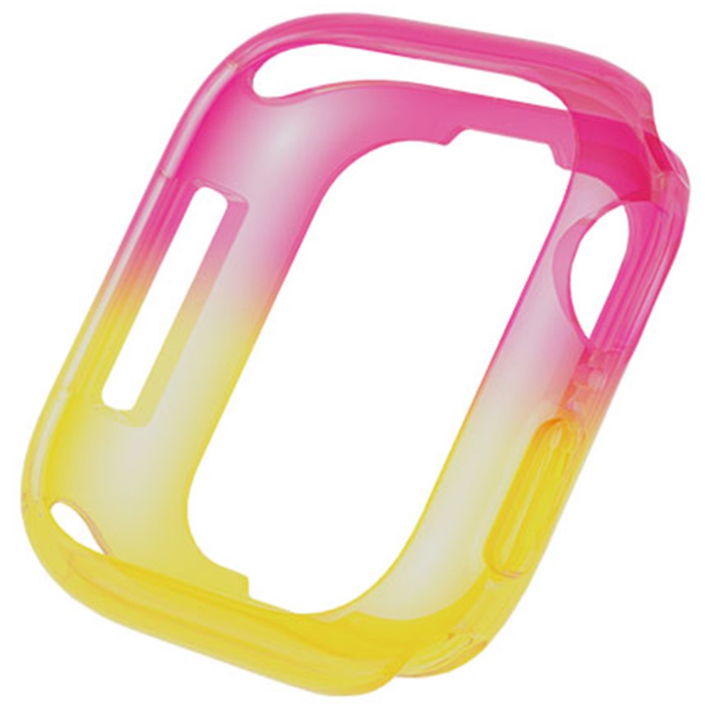 Apple Watch Series 4 / 5 / 6 / SE / SE (2022) 44mm / 7 / 8 / 9 45mm Dual Color Translucent Matte Flexible Watch Case - Pink+Yellow#serie_2