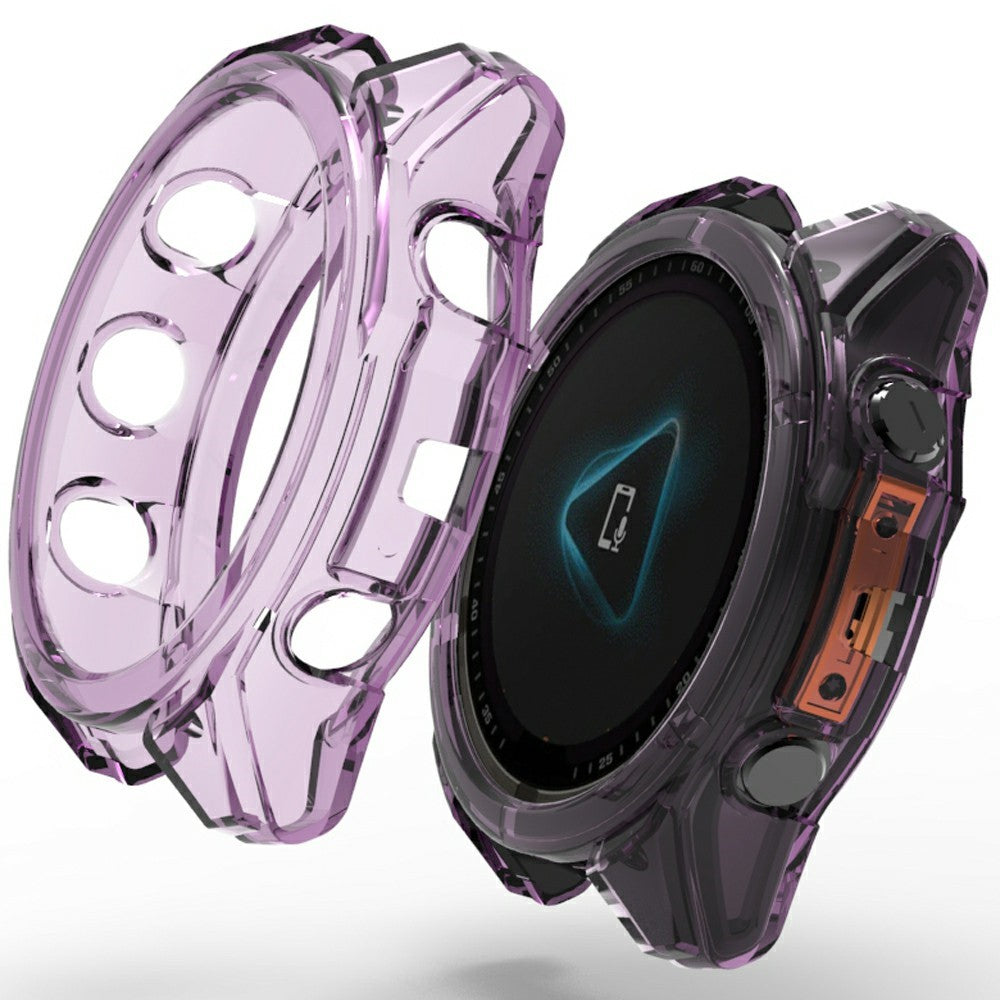 Garmin Fenix 8 43mm Watch Case Shockproof Flexible Cover Half-Wrapped - Transparent Purple#serie_5