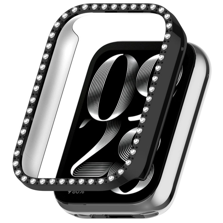 Xiaomi Smart Band 8 Pro Watch Case Diamond Decor Half Coverage Hollow PC Watch Protective Cover - Electroplating Black#serie_1