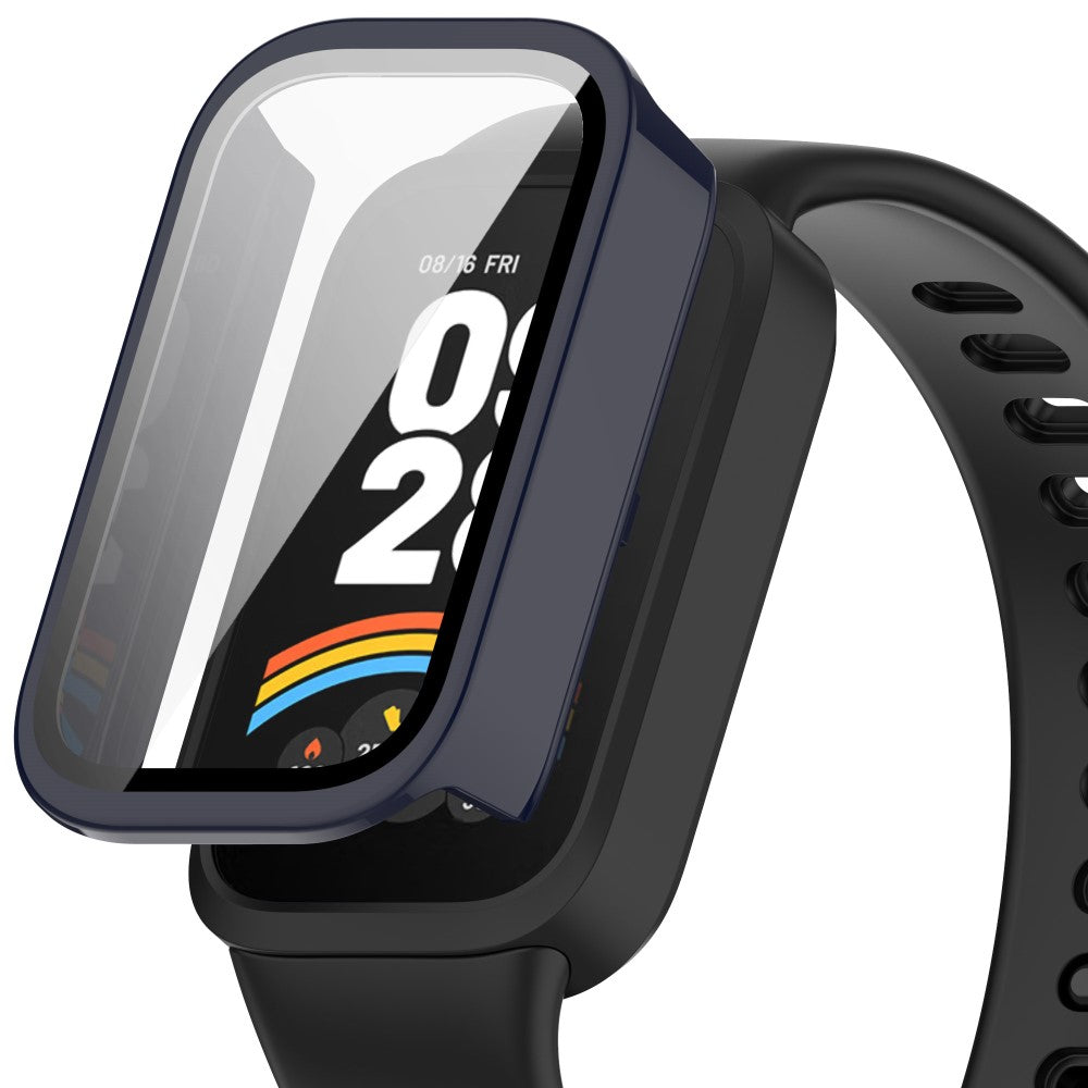 Xiaomi Smart Band 9 Active / Redmi Band 3 Watch Case Bump Resistant Cover with Tempered Glass Screen Film - Dark Blue#serie_2