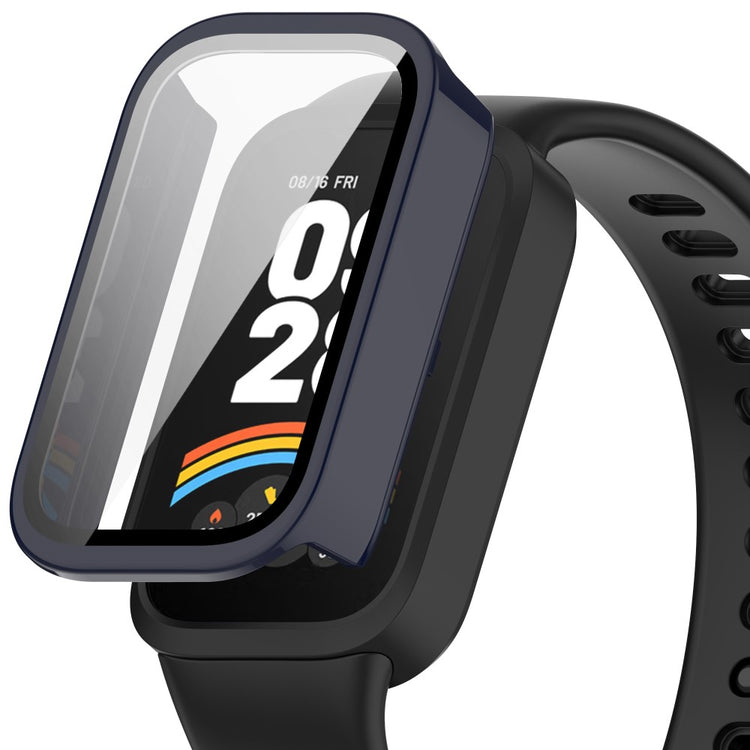 Xiaomi Smart Band 9 Active / Redmi Band 3 Watch Case Bump Resistant Cover with Tempered Glass Screen Film - Dark Blue#serie_2