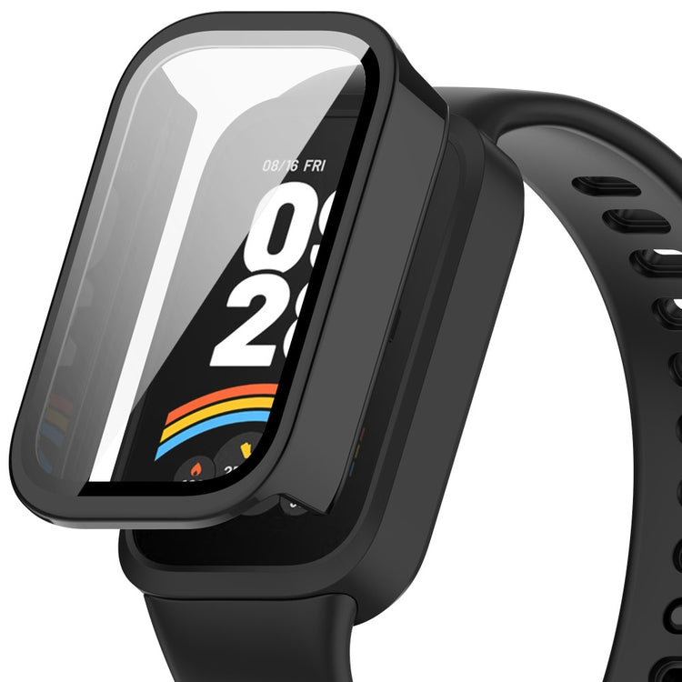 Xiaomi Smart Band 9 Active / Redmi Band 3 Watch Case Bump Resistant Cover with Tempered Glass Screen Film - Black#serie_3