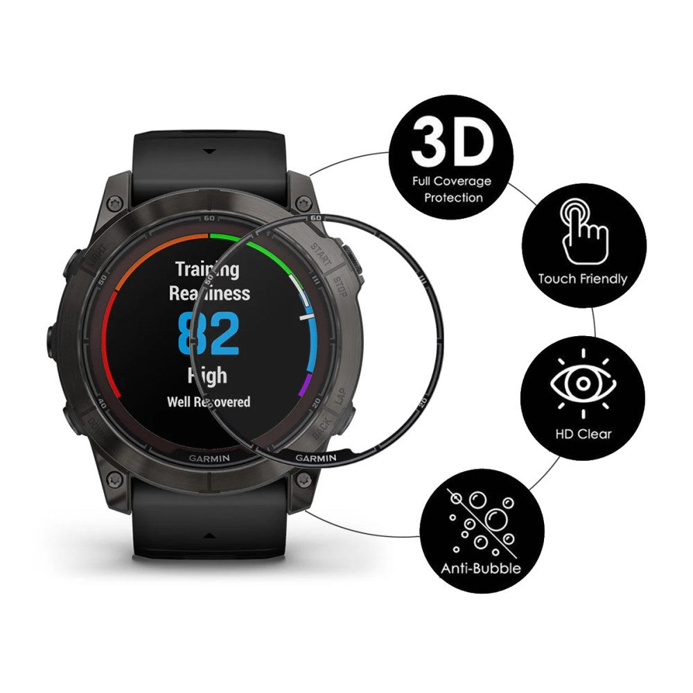 5stk Silikone 3D Kurvet Skærmbeskytter passer til Garmin Fenix 7X Pro - Gennemsigtig#serie_410