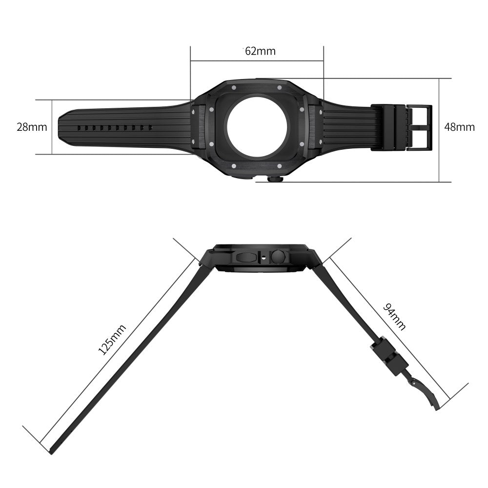 Silikone Rem med Etui passer til Apple Smartwatch - Sort#serie_1