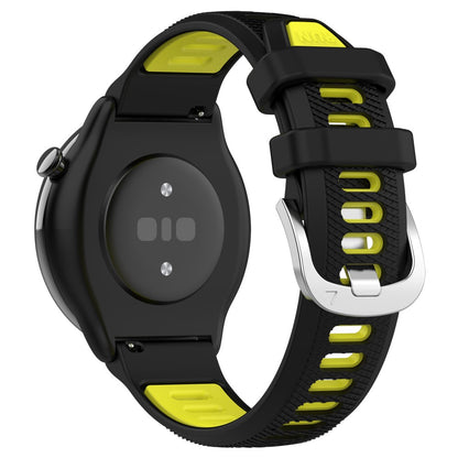 20mm Universal dual color cross strip silicone strap - Black / Lime#serie_8