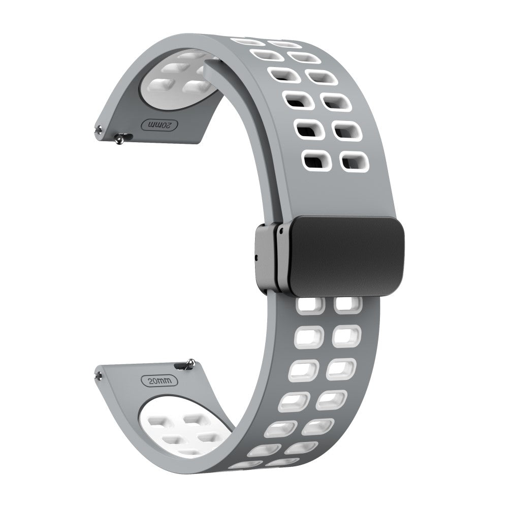 20mm Universal dual color silicone strap with black buckle - Grey / White#serie_5