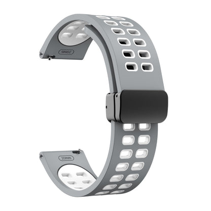20mm Universal dual color silicone strap with black buckle - Grey / White#serie_5