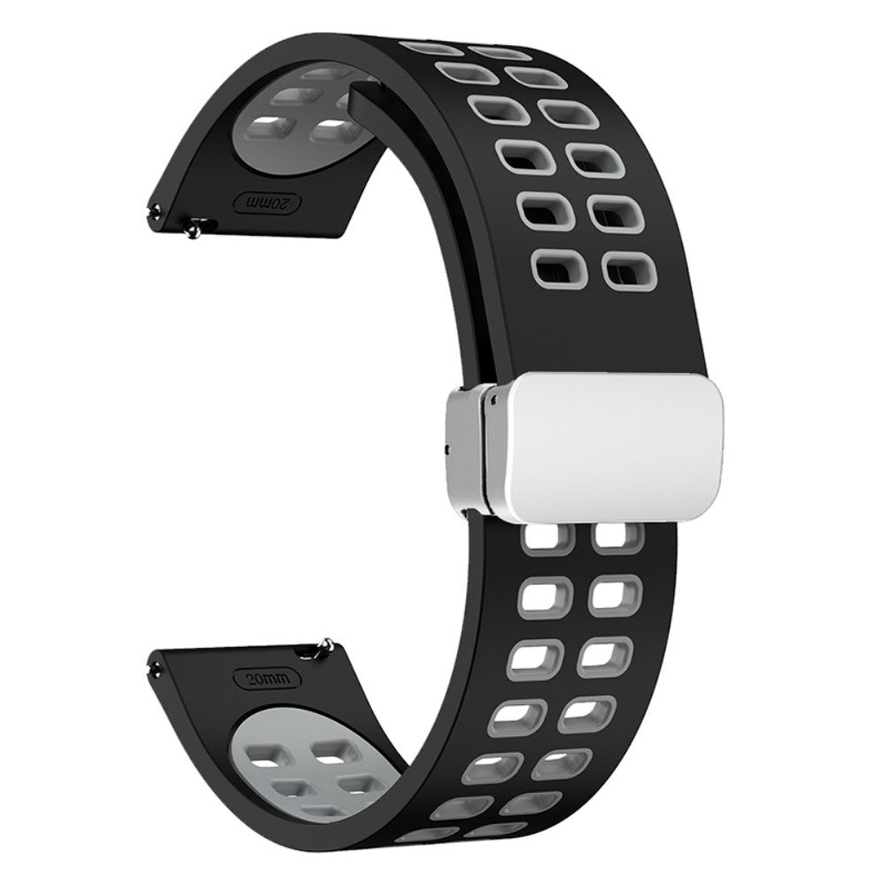 20mm Universal dual color silicone strap with silver buckle - Black / Grey#serie_1