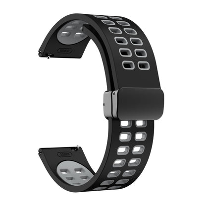 22mm Universal dual color silicone strap with black buckle - Black / Grey#serie_2