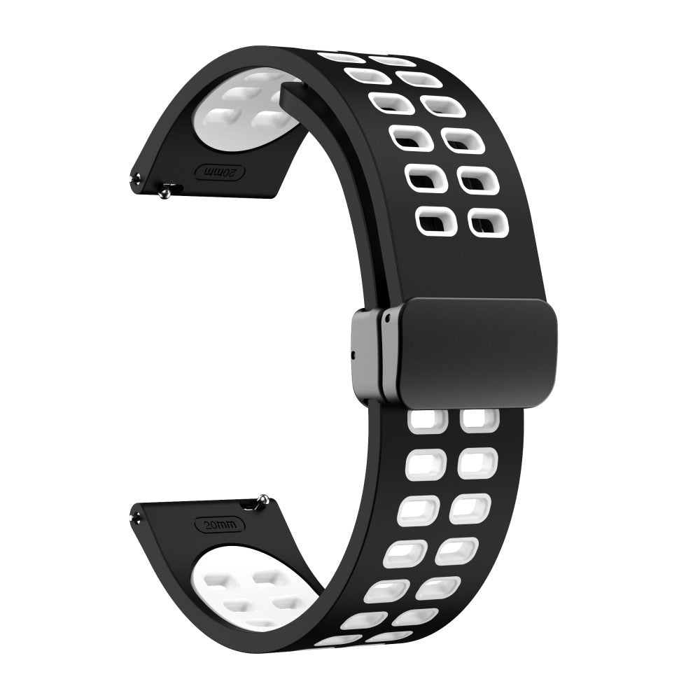 22mm Universal dual color silicone strap with black buckle - Black / White#serie_9