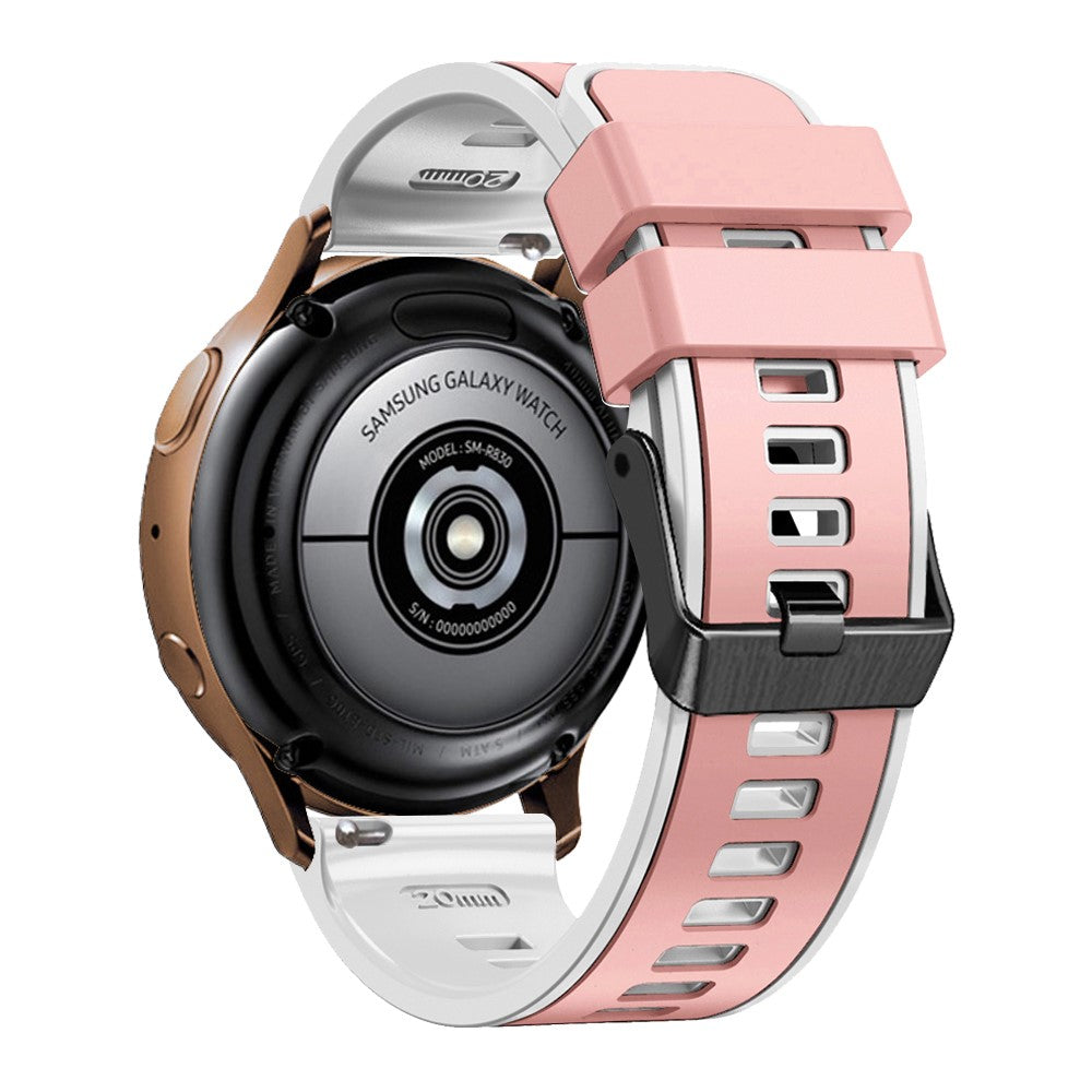 20mm Universal dual color silicone strap - Light Pink / White#serie_11