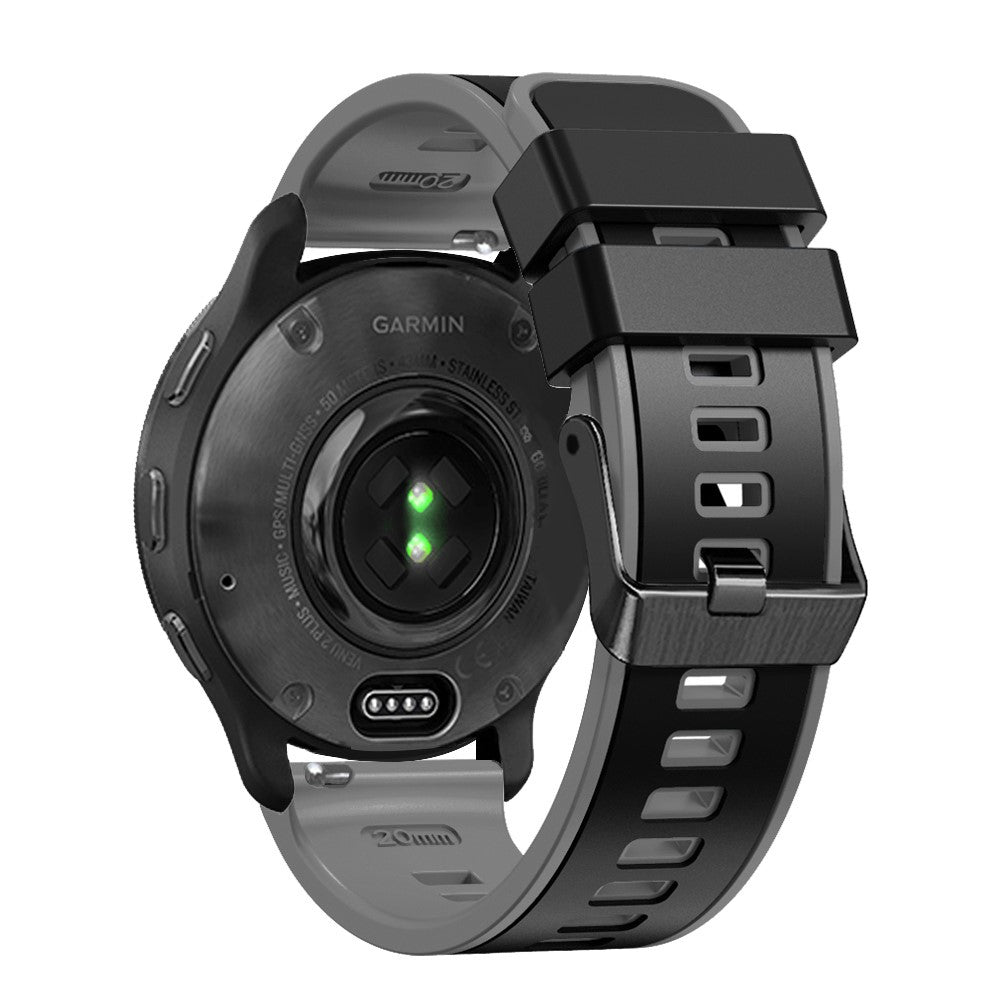 20mm Universal dual color silicone strap - Black / Grey#serie_4