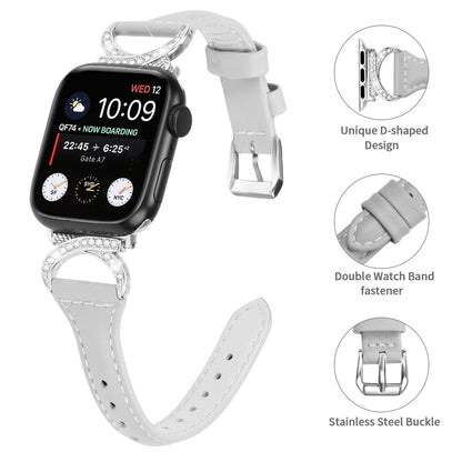Smuk Ægte Læder Og Rhinsten Universal Rem passer til Apple Smartwatch - Sølv#serie_3